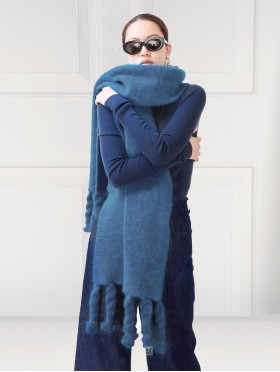 Solid Blanket Scarf W/ Twisted Tassels